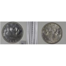 B-LOT OF 2PCS 1960 &1965 UNC CANADA SILVER DOLLARS