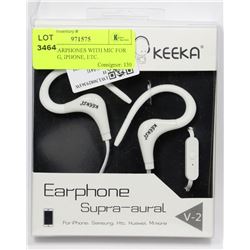 KEEKA EARPHONES WITH MIC FOR SAMSUNG, IPHONE, ETC.