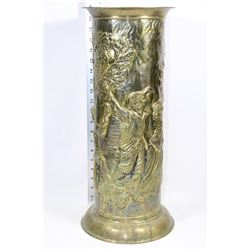 LARGE ENGRAVED BRASS VASE