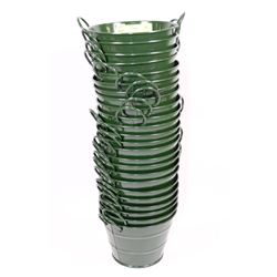 LOT OF 24 STEEL PLANT POTS - GREEN