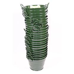 LOT OF 24 STEEL PLANT POTS - GREEN