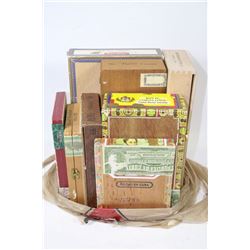 7 VINTAGE WOOD CIGAR BOXES & DISPLAY BOXES, MOSTLY