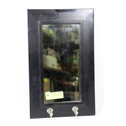 BLACK HALL MIRROR WITH HOOKS 16"X10"