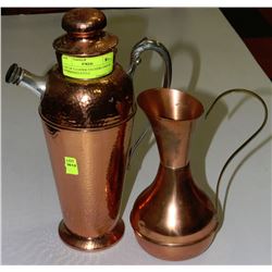 LOT OF 2 COPPER PITCHERS ONE IS HAMMERED STYLE