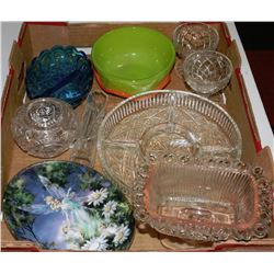 FLAT OF ART GLASS, COLLECTOR PLATE & MORE