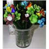 Image 1 : GLASS VASE WITH 24 GLASS FLOWERS