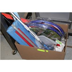 BOX OF CLEANING SUPPLIES AND MORE