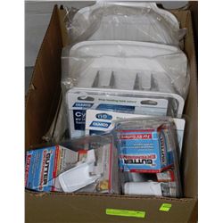 BOX OF DISHRACKS,GUTTER EXTENSIONS