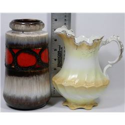 VINTAGE W. GERMANY VASE & PITCHER MADE IN ENGLAND