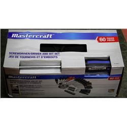 NEW MASTERCRAFT 60 PC SCREWDRIVER AND BIT SET W/