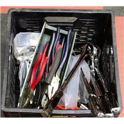 CRATE WITH ASSORTED TOOLS INCLUDING RATCHETS,