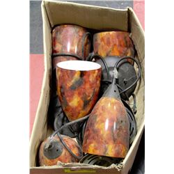 BOX OF HANGING RED LIGHT FIXTURES