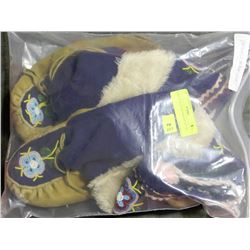 PAIR OF BLUE BEADED MUKLUKS