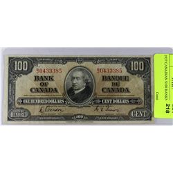 1937 CANADIAN $100 BANKNOTE