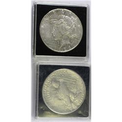 2 US SILVER PEACE DOLLARS 1923 &1926