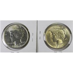 2 SILVER US 1922 PEACE DOLLARS
