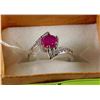 Image 1 : #11-.925 SILVER NATURAL RUBY & CZ  RING SIZE 7