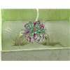 Image 1 : #3-.925 SILVER NATURAL RUBY,EMERALD &CZ RING