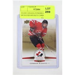TEAM CANADA JUNIORS CONNOR MCDAVID HOCKEY CARD