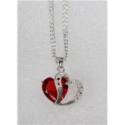 STERLING SILVER HEART WITH RED GARNET STONE