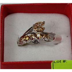 STERLING SILVER RING WITH PEACH STONES