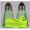 Image 1 : RARE GREEN DEPRESSION GLASS SALT & PEPPER SHAKERS