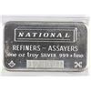Image 1 : SCARCE NATIONAL REFINERS 1oz .999 SILVER BAR