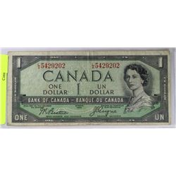 1954 "DEVILS FACE" ONE DOLLAR BANKNOTE