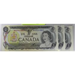 GEM UNC 1973 $1 BANKNOTES CONSECUTIVE S/N X3