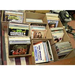 9 BOXES OF ASSORTED RECORDS - 230 RECORDS TOTAL