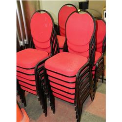 SET OF 22 RED FABRIC & METAL STACKING CHAIRS