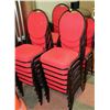Image 1 : SET OF 22 RED FABRIC & METAL STACKING CHAIRS
