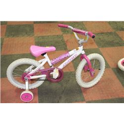 GIRLS AVIGO PINK AND WHITE BIKE WITH TRAINING