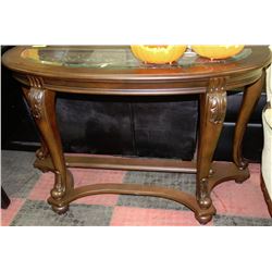 SHOWHOME WOOD CARVED STYLE GLASSTOP SOFA