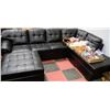 Image 1 : BLACK LEATHERETTE LARGE SECTIONAL WITH