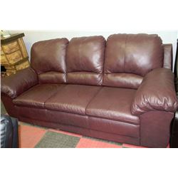 WINE RED LEATHER SOFA