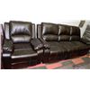 Image 1 : BLACK LEATHER RECLINING SOFA AND CHAIR