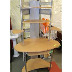 WOOD AND METAL COMPUTER DESK