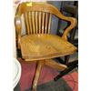 Image 1 : VINTAGE OAK OFFICE ARM CHAIR W/ NEW BRASS CASTORS
