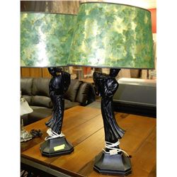PAIR OF CARVED ASIAN LAMPS