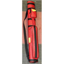RED LEATHER POOL STICK BAG