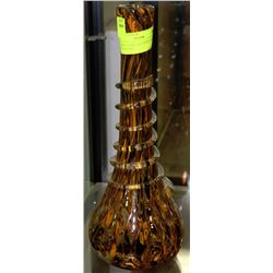 ORANGE & BLACK SWIRL ART GLASS VASE