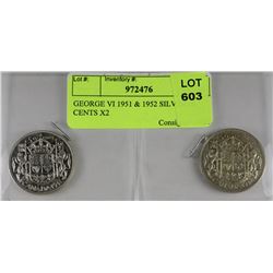 GEORGE VI 1951 & 1952 SILVER 50 CENTS X2
