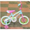 Image 1 : GIRLS AVIGO BLUE AND PINK BIKE WITH TRAINING