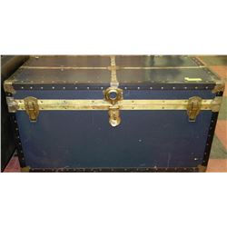 LARGE VINTAGE BLUE LOCKABLE TRUNK