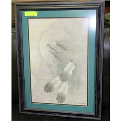 NATIVE EAGLE NEEDLEPOINT FRAMED PICTURE