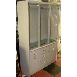 CHINA CABINET WITH GLASS SHELVES AND DOORS