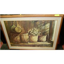 LARGE WOOD FRAMED ESTATE PICTURE