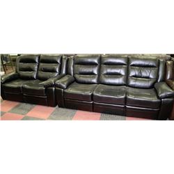 NEW BLAKE BLACK LEATHERETTE RECLINING SOFA  AND