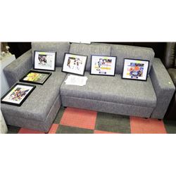 NEW GREY FABRIC SECTIONAL CONVERTS INTO